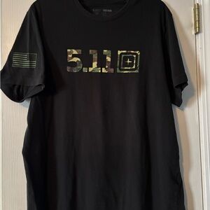 5.11 Tactical Men's Black Tee with Camo Logo